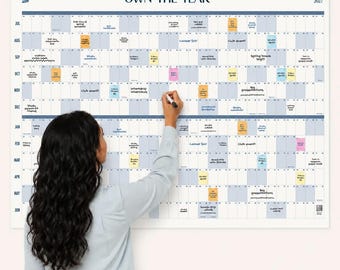 Academic Mid Year Wall Calendar | July-June Full Year Dry Erase Planner