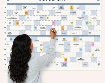 Academic Mid Year Wall Calendar | July-June Full Year Dry Erase Planner
