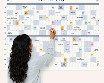 Academic Mid Year Wall Calendar | July-June Full Year Dry Erase Planner