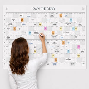 Own the Year Mid Year / Academic Wall Calendar | 4ft x 3ft Full-Year Dry Erase Planner Start Anytime