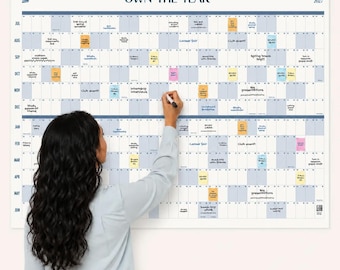 Academic Mid Year Wall Calendar | July-June Full Year Dry Erase Planner