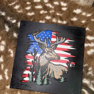 Patriotic deer shadow box