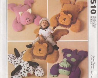 Simplicity Pattern 2198 Large Round Fleece Pillows with Animal Faces panda lion