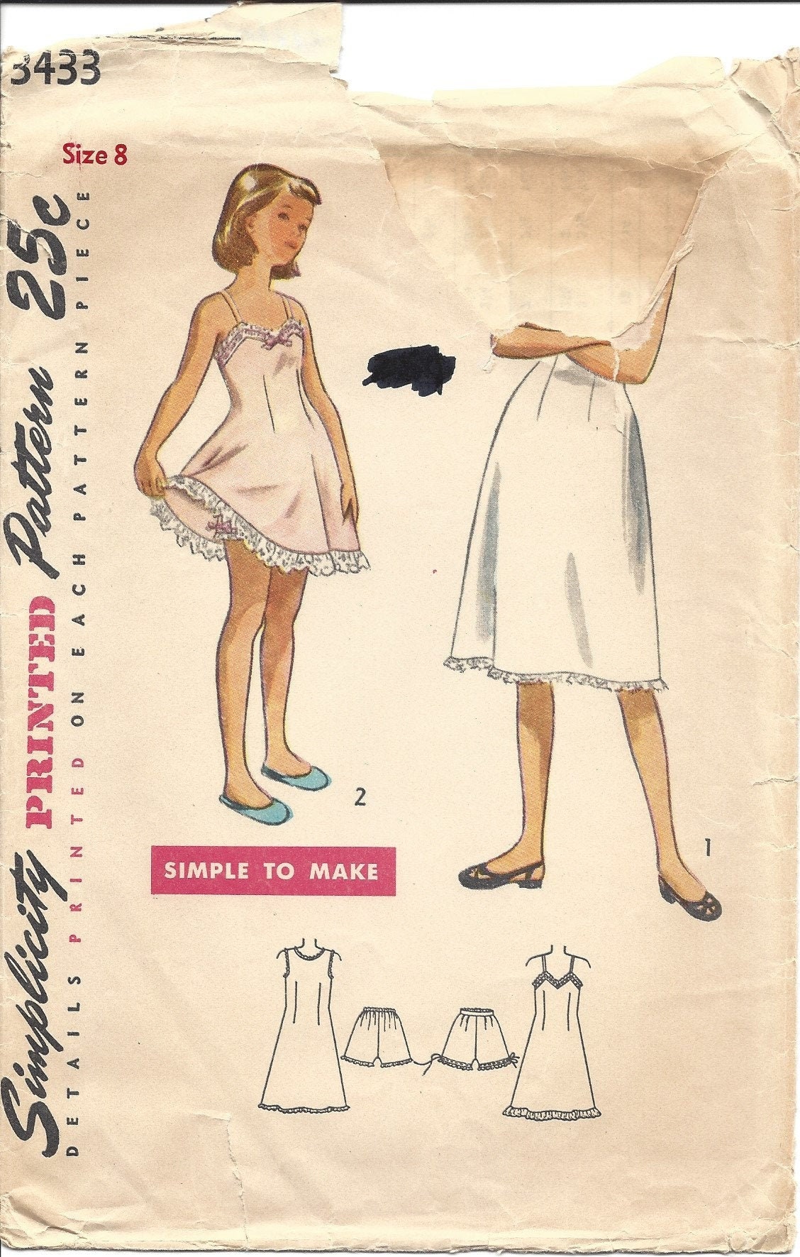 Vintage Slip Pattern Girls Panties Full Slip Girls Size 8 Etsy