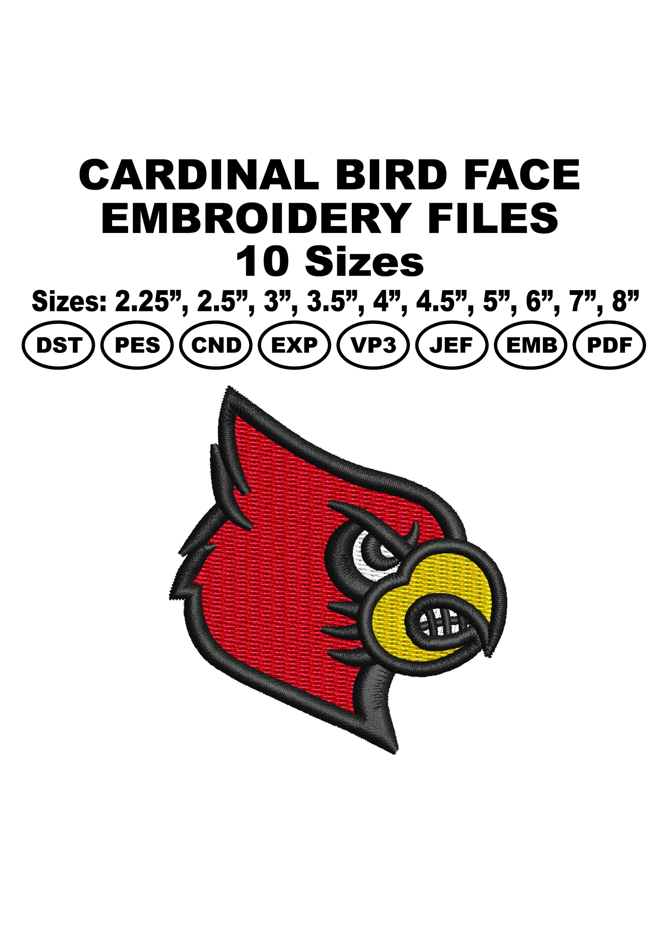 Cardinal Bird Embroidery Face Logo 10 Different Sizes - Etsy, image size:2120x3000