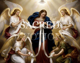 Colección Mariana/Pintura al óleo/Lámina artística de Nuestra Señora Desatadora de Nudos/Decoración tradicional del hogar