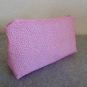 Cosmetic Bag Pink with Tiny Black Spots image 1