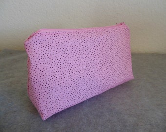 Cosmetic Bag - Pink with Tiny Black Spots