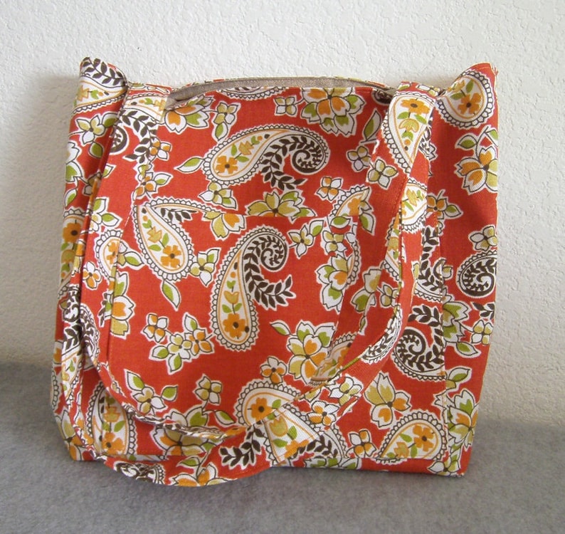 Canvas Tote Bag  Orange Paisley image 0