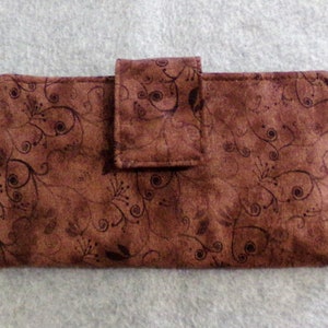 Fabric Wallet - Brown with Leaf Patterns