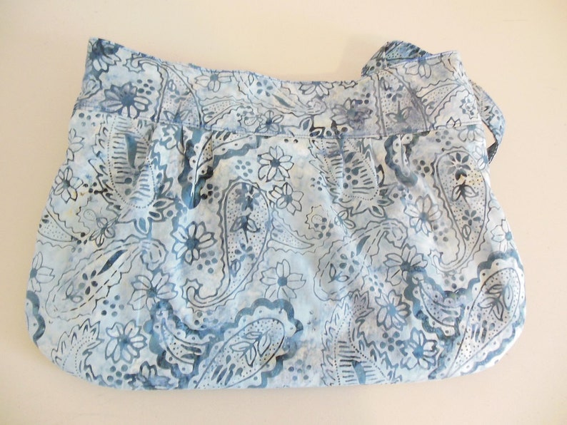 Blue Batik Paisley Pleated Shoulder Bag image 3