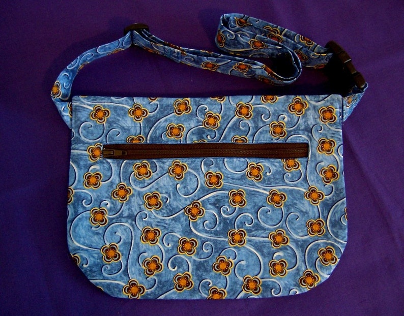 Hip Bag Blue Flowered with Swirls image 1