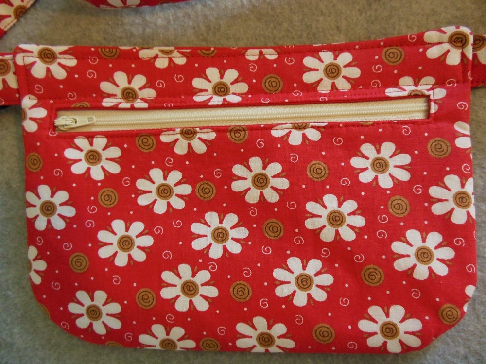 Hip Bag Red Floral With Swirls - Etsy