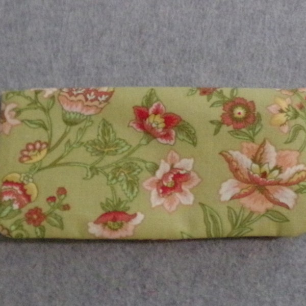 Fabric Checkbook Cover - Green Floral