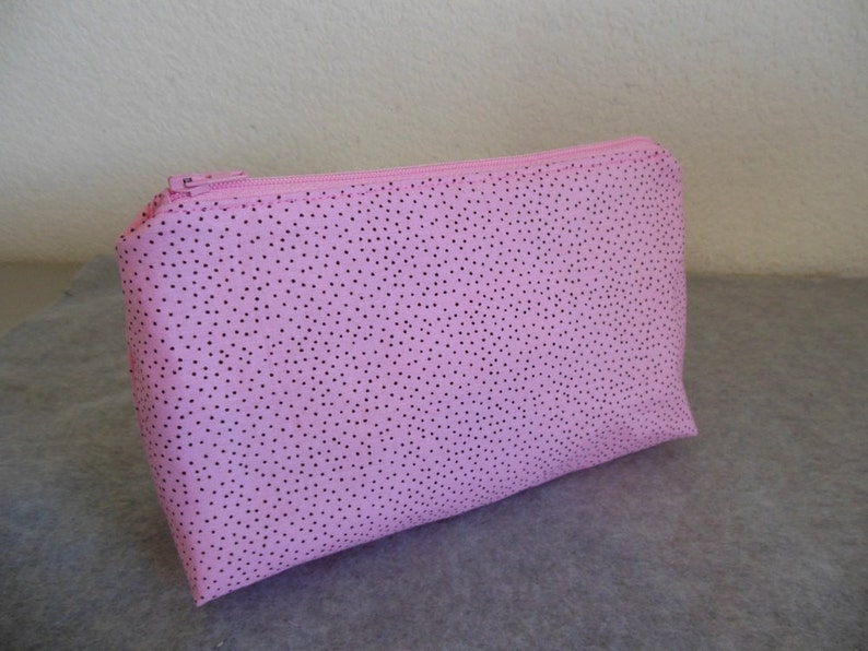 Cosmetic Bag Pink with Tiny Black Spots image 3