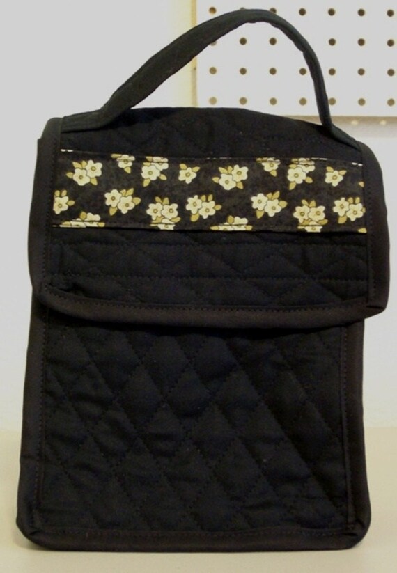 black quilted lunch bag