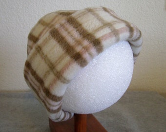 Fleece Beanie - Plaid - Large 1-2 years