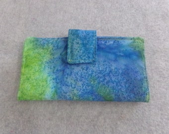 Fabric Wallet - Blue and Green Batik