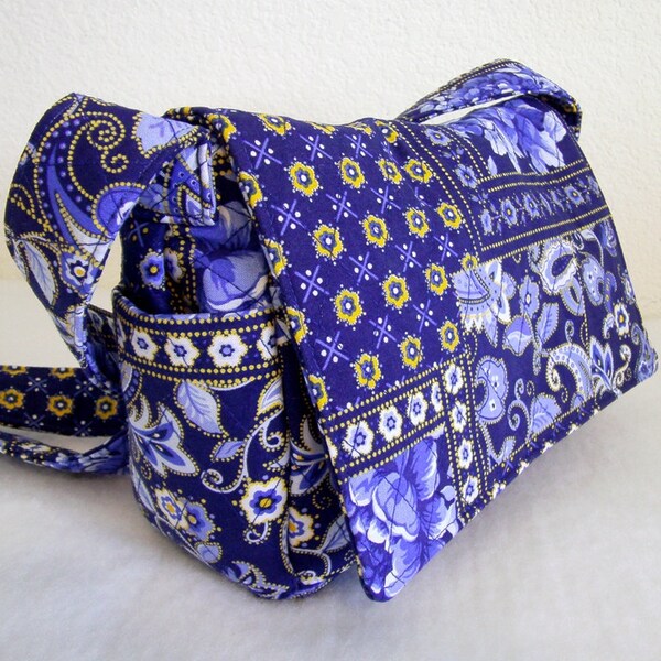 Quilted Shoulder Bag - Blue Paisley