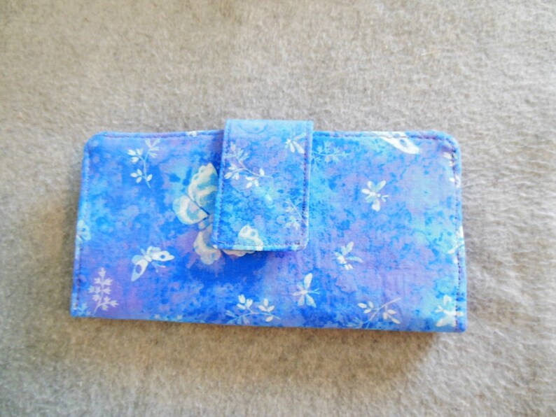 Fabric Wallet  Blue with Butterflies image 0