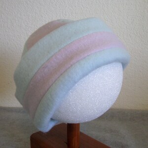 Fleece Beanie -  Blue & Lavender - Medium 6-12 months