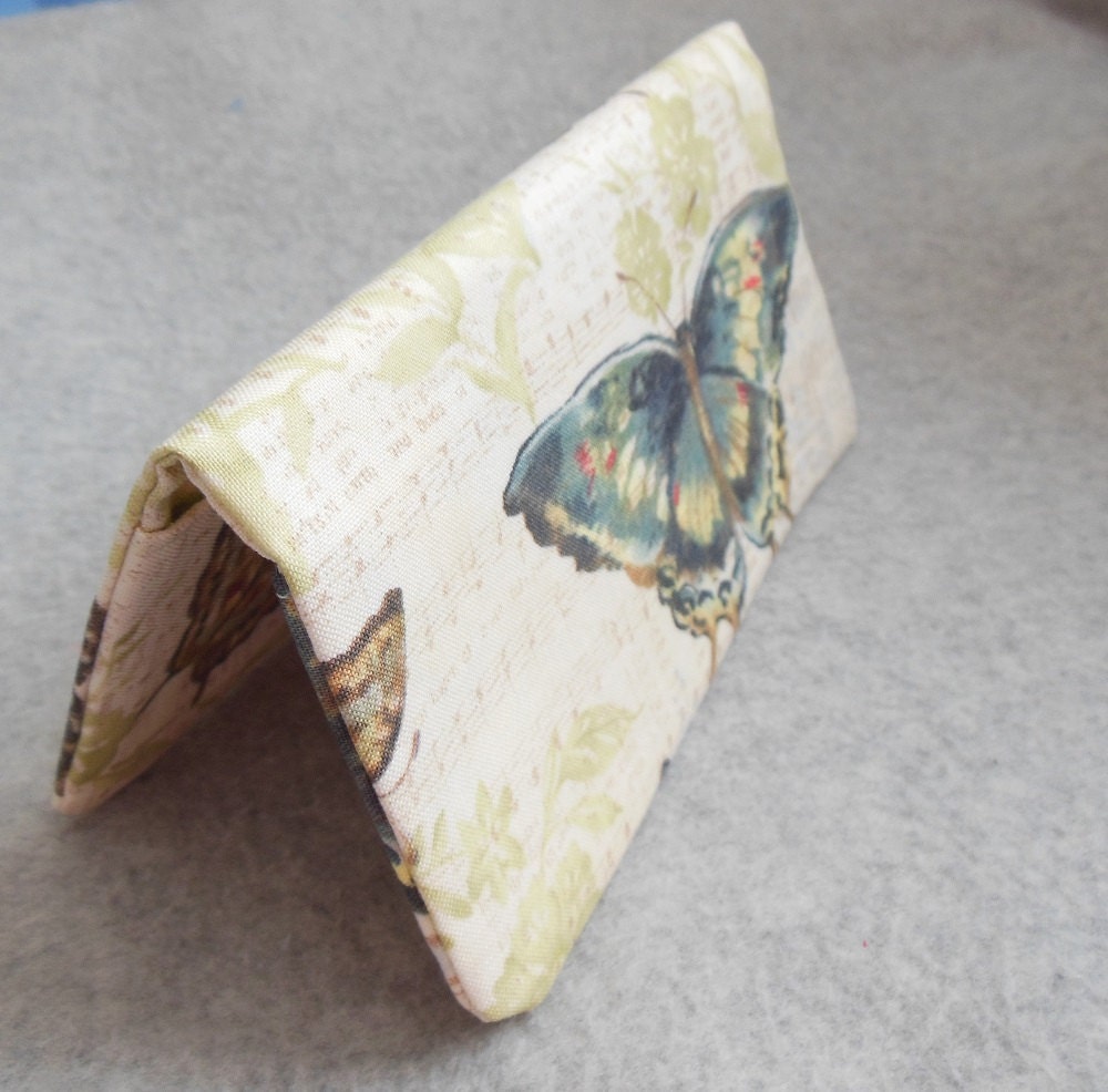 Fabric Checkbook Cover Butterflies on Light Green Etsy