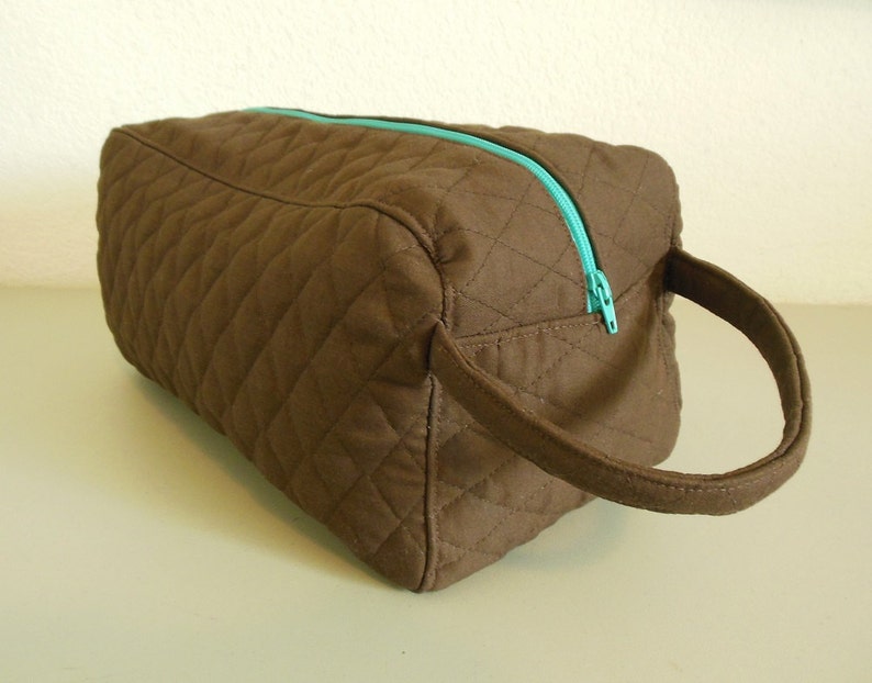 Shoe Carrier or Toiletry Bag  Quilted Brown image 0