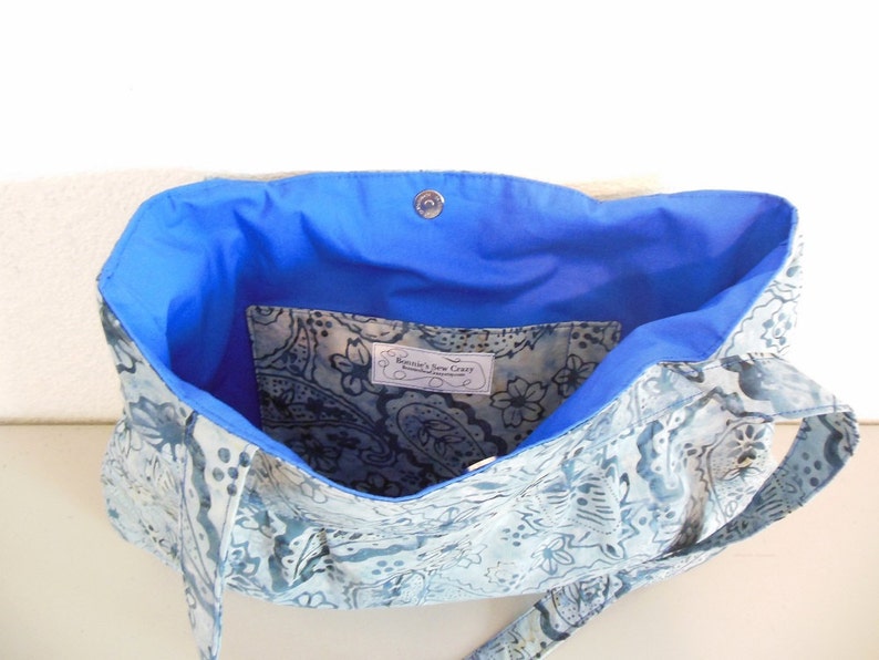 Blue Batik Paisley Pleated Shoulder Bag image 4