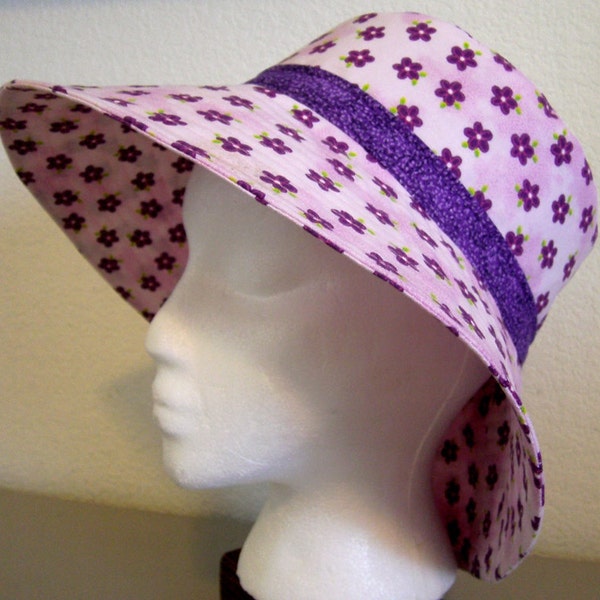 Sunhat - Pink with Purple Flowers