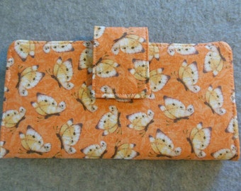 Fabric Wallet - Butterflies on Peach Background