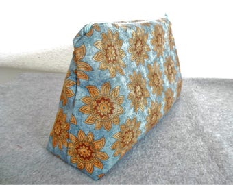 Large Cosmetic Bag - Suns on Blue