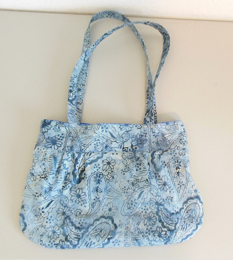 Blue Batik Paisley Pleated Shoulder Bag image 2