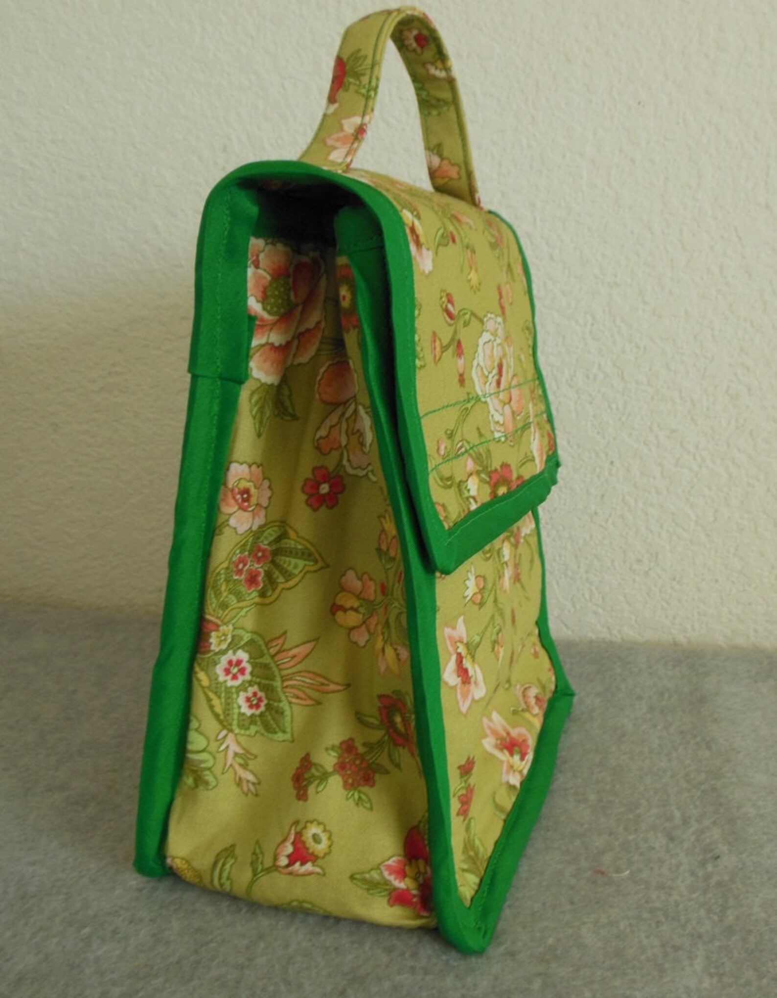 Insulated Lunch Bag Green Floral Etsy