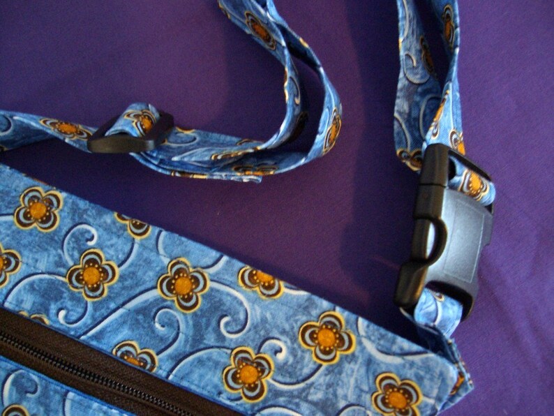 Hip Bag Blue Flowered with Swirls image 4