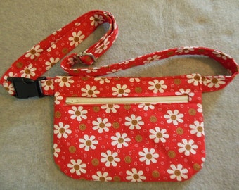 Hip Bag - Red Floral with Swirls