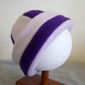 Fleece Beanie - Pink and Purple - Medium 6-12 months