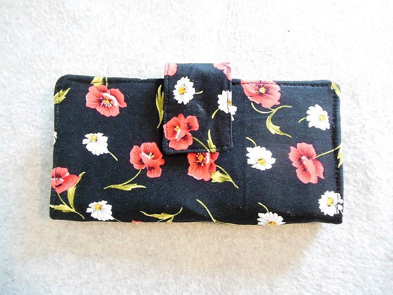 Fabric Wallet  Pansies and Daisies image 0