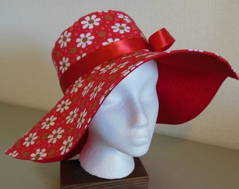 Red Floral and Swirls Sun Hat