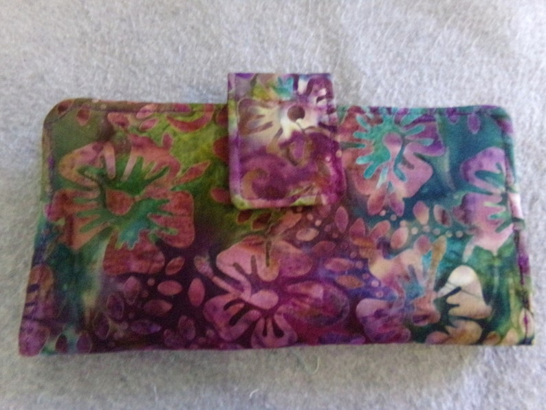 Fabric Wallet  Purple Batik image 0