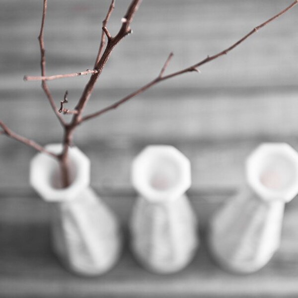 Set of Three Vintage Milk Glass Vases