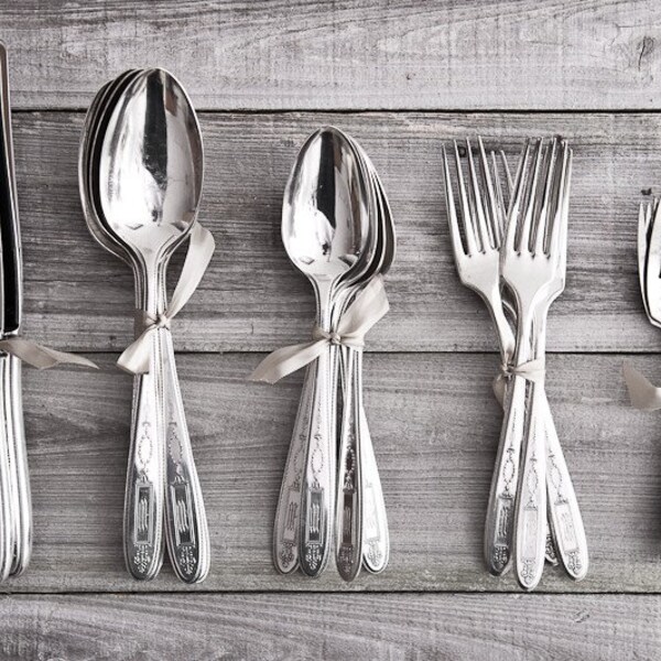 Vintage Monogrammed Flatware Set