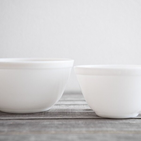 Vintage Milk Glass Mixing Bowls - Set of Two