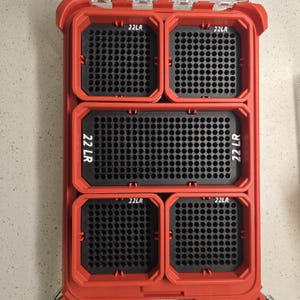 22LR Ammo Tray Insert Set for Milwaukee Packout 48-22-8436 or 48-22-8431 | 3D Printable Storage for 5 or 10 Piece Organizer