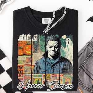 Comfort Colors® Horror Halloween Vintage T-Shirt, Michael Myers Retro Tee, Fall Halloween Gifts, Retro Horror Shirt, Gift For Her