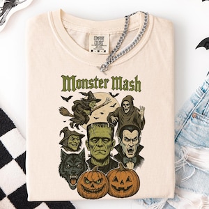 Comfort Colors® Monster Mash Shirt, Retro Vintage Halloween Shirt, Horror Halloween Shirt, 90s Halloween Shirt, Spooky Shirt, Gift For Her