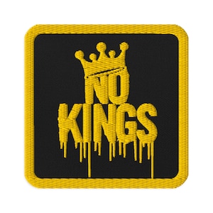 No Kings Patch, EMBROIDERED Iron On, Punk Vest, Political Protest, Anti Tyranny, Sew On, Activist Gift
