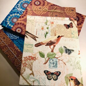 Birds and Flowers||Hand Bound Hard Cover Japanese Binding Journals and Sketchbooks