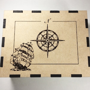 Nautical||Laser Etched Masonite Trinket Box