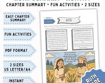 Actividad bíblica de Rut para niños, Hoja de trabajo bíblica, Página para colorear, Lección bíblica, Antiguo Testamento para niños, Lección de escuela dominical, IMPRIMIBLE, DESCARGAR
