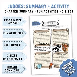 Judges Bible Activity Kids, Bible Study, Judges Coloring, Old Testament Activity, Judges Lesson, Fun Bible Worksheet, Sunday School DOWNLOAD